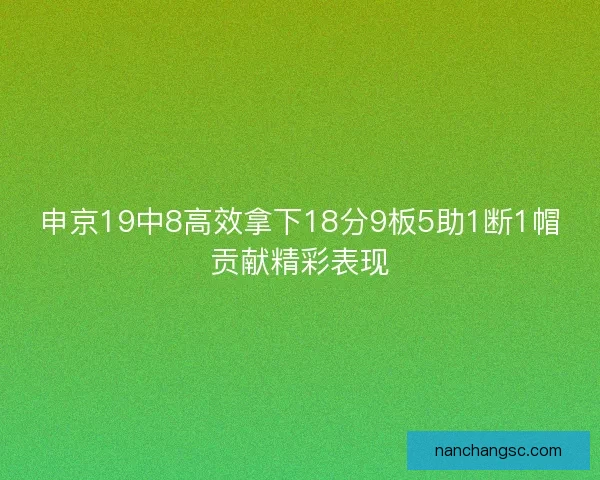 申京19中8高效拿下18分9板5助1断1帽贡献精彩表现